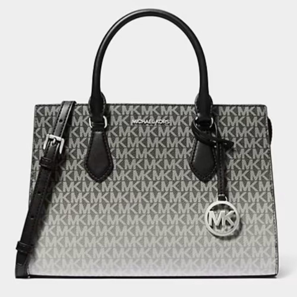 Michael Kors Sheila Signature Medium Satchel Black Ombré, NWT